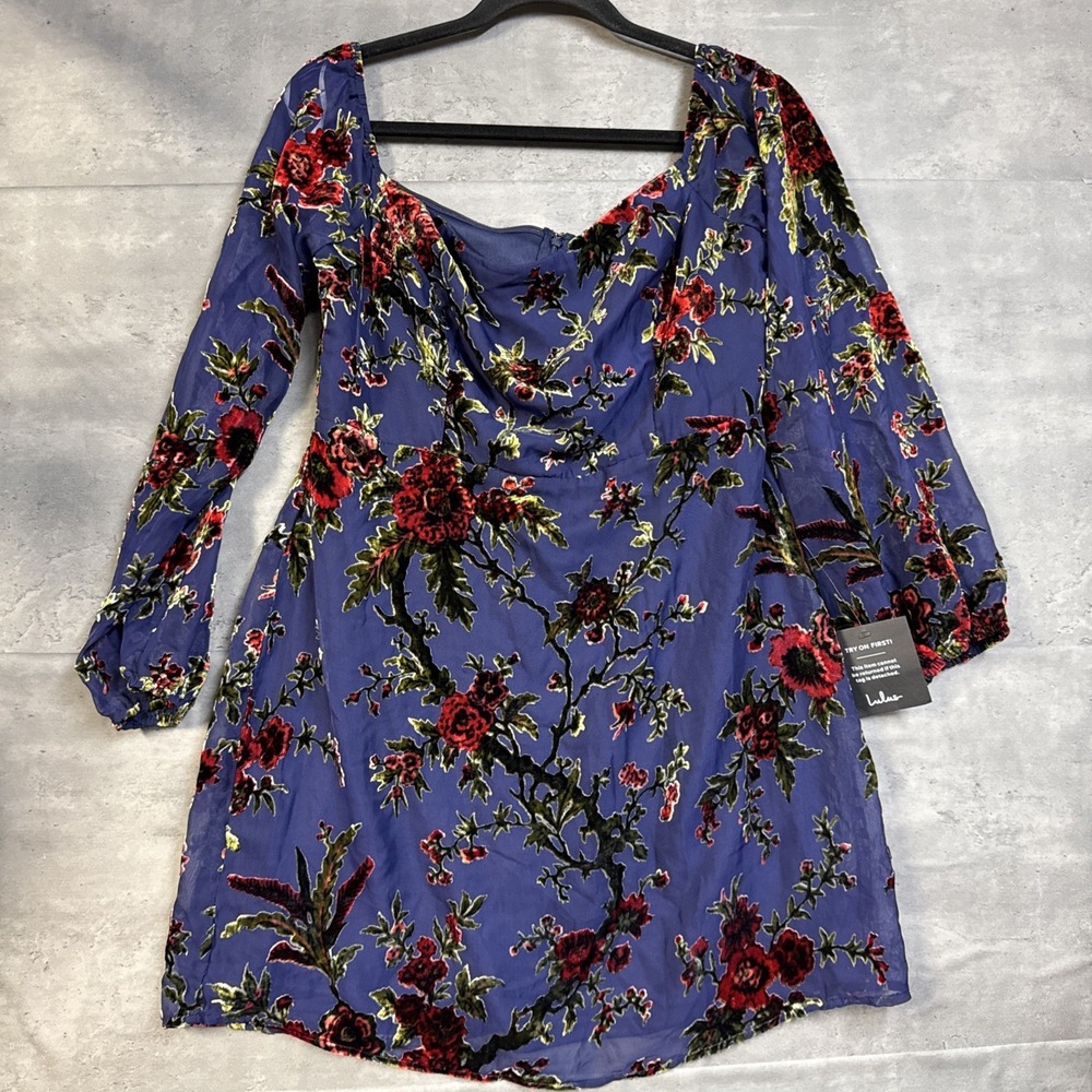 NWT periwinkle blue Lulus mini dress soft velvet fabric Off Shoulder Lined Large